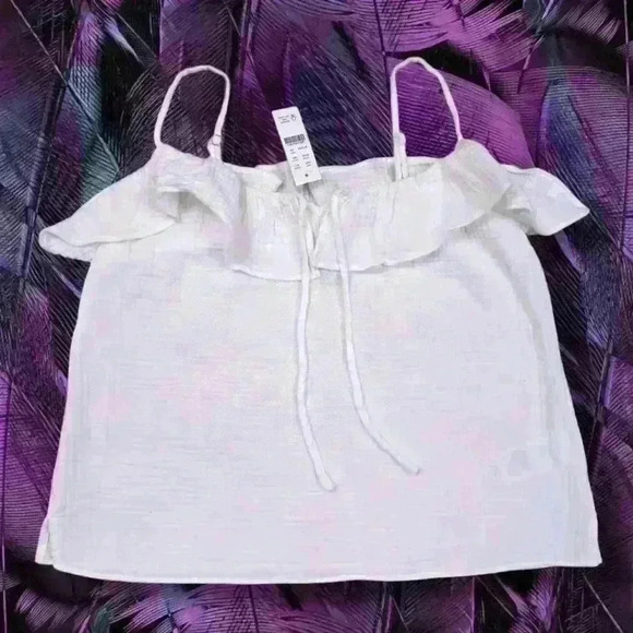 J. Crew Tops - NWT J.Crew Ruffle Soft Gauze Camisole Crisp White Cotton top
